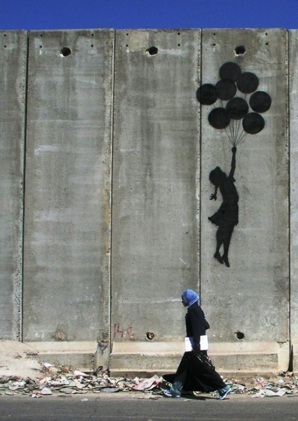 west bank wall balloon girl